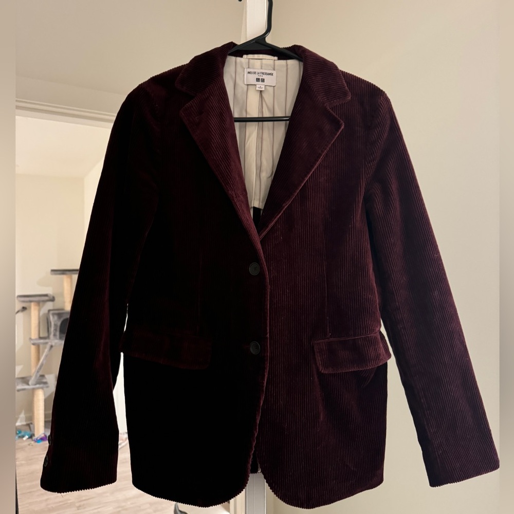 Uniqlo INES DE LA FRESSANGE corduroy jacket wine burgundy color size S